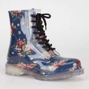 Floral Print Rain Boots